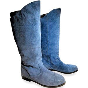 Jack Sprat Vintage 90s Blue Suede Dip-Top Size 7.5 Boots | Tall or Fold-Over EUC